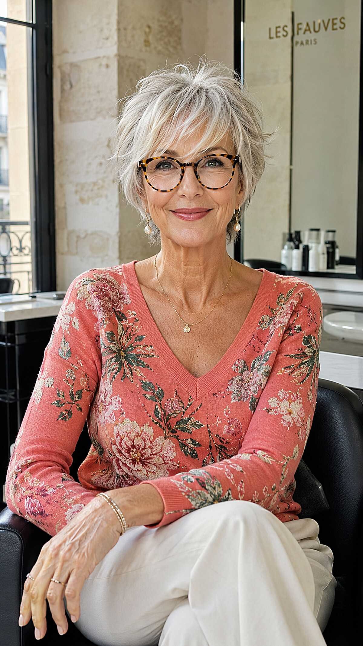 Découvrez 50 coiffures courtes stylées pour les femmes de plus de 60 ans portant des lunettes.